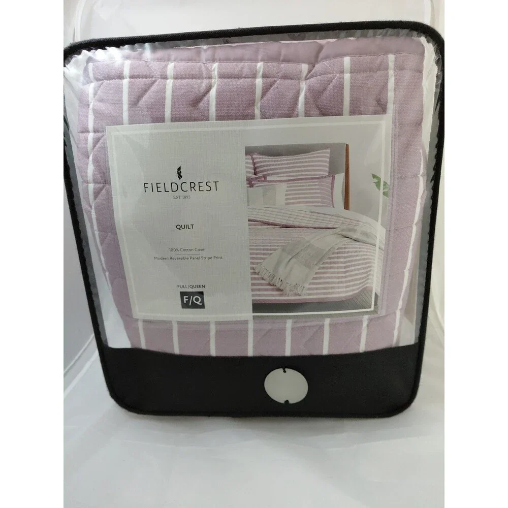 FIELDCREST Elderberry Purple Stripe Full/ Queen Bed Quilt, 90x96in $170 Retail